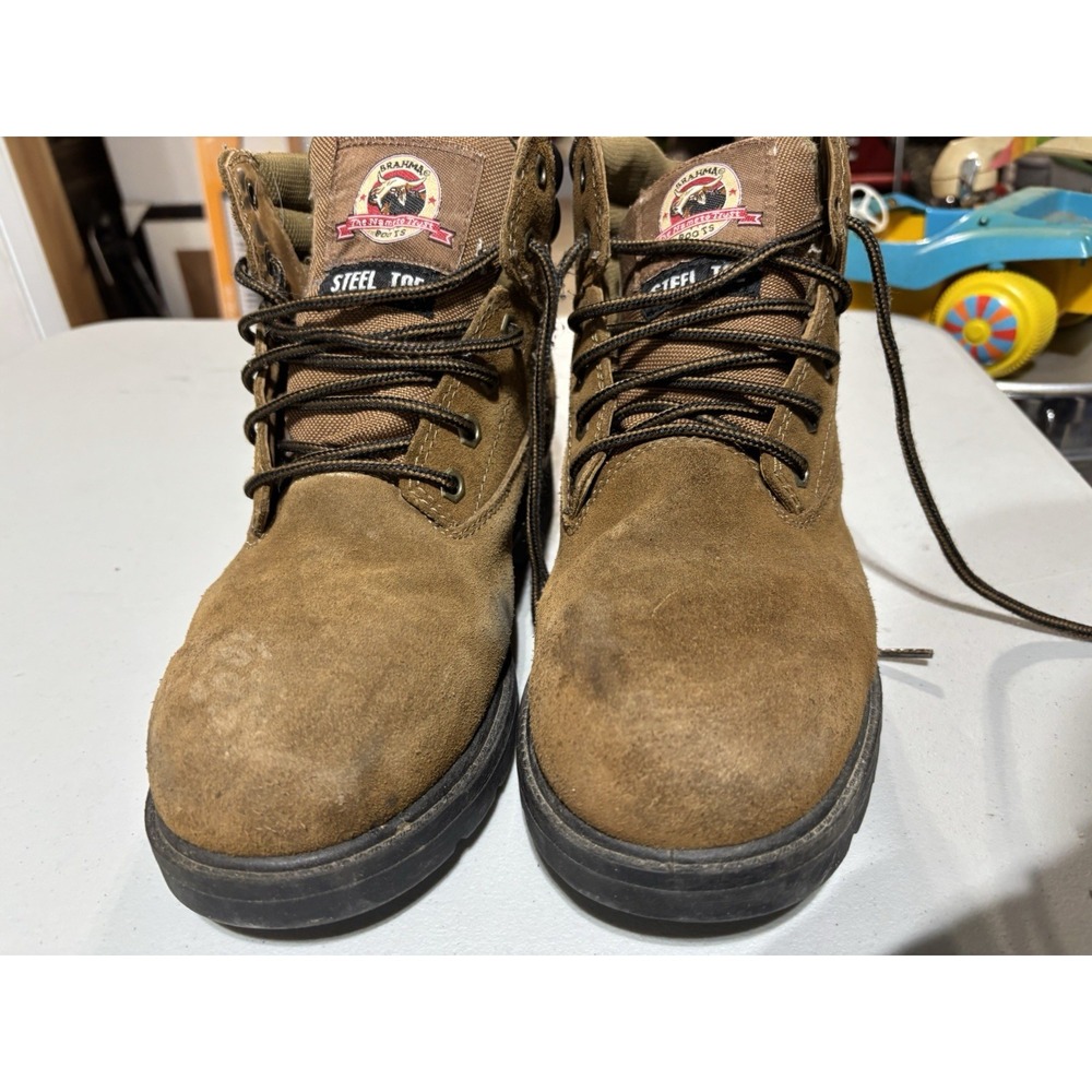 BRAHMA  Mens 11 Beige Suede‎ Leather Waterprf Work Safety Steel Toe AnkleBoots